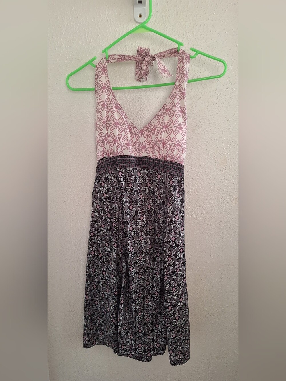 Athleta Pink and Black Patterned Halter Dress